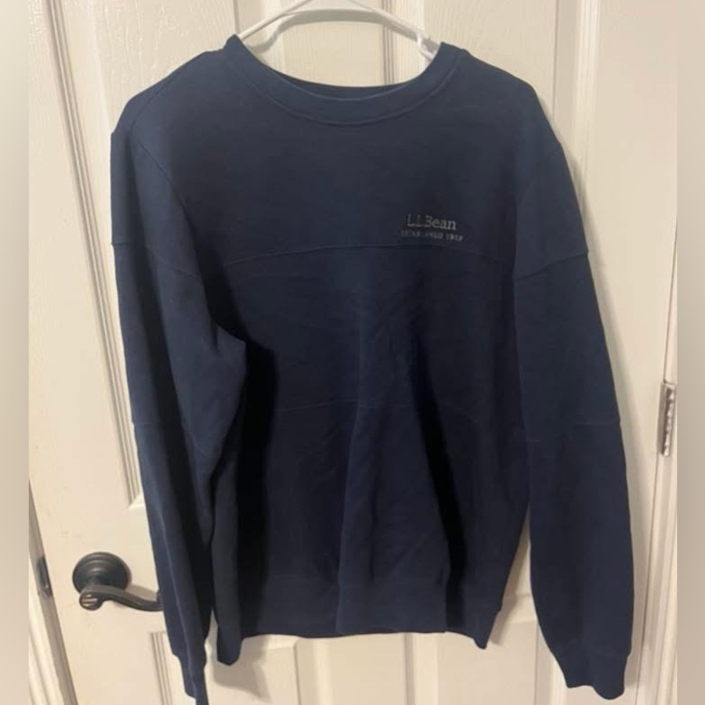 L.L. Bean Blue Crewneck Sweater Classic Knit Design